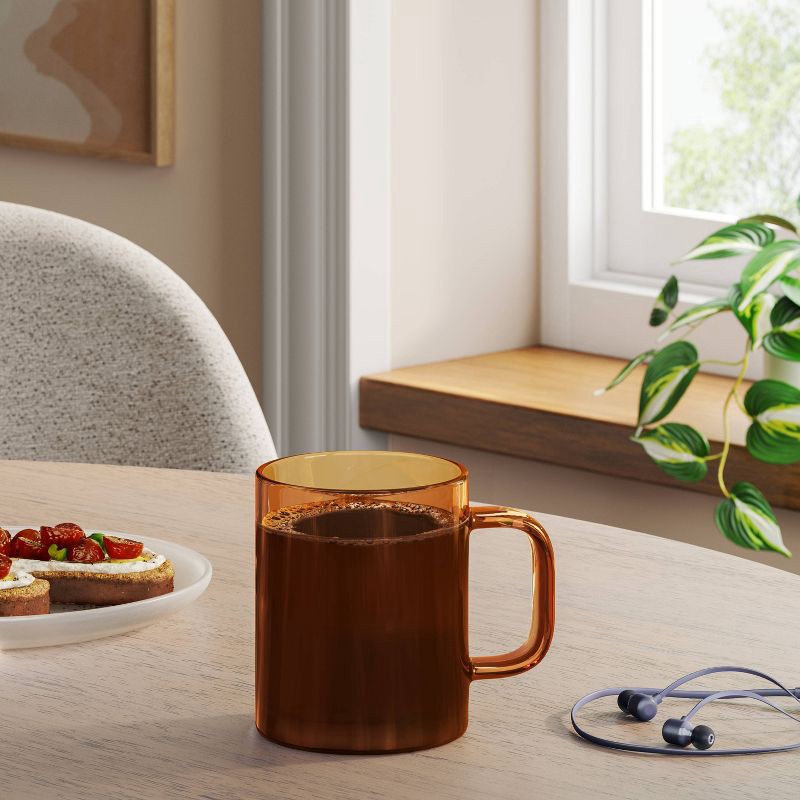 slide 2 of 3, 14oz Borosilicate Glass Mug Translucent Yellow - Room Essentials™: Coffee Cup, Microwave & Dishwasher Safe, 14 oz