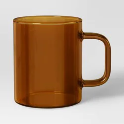 14oz Borosilicate Glass Mug Translucent Yellow - Room Essentials™: Coffee Cup, Microwave & Dishwasher Safe