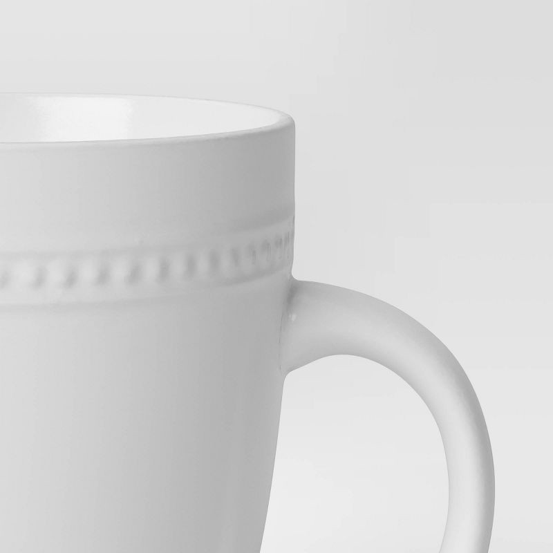 slide 3 of 3, 16oz Beaded Mug White - Threshold™: Porcelain Coffee Mug, Microwave & Dishwasher Safe, Beaded Rim Design, 16 oz