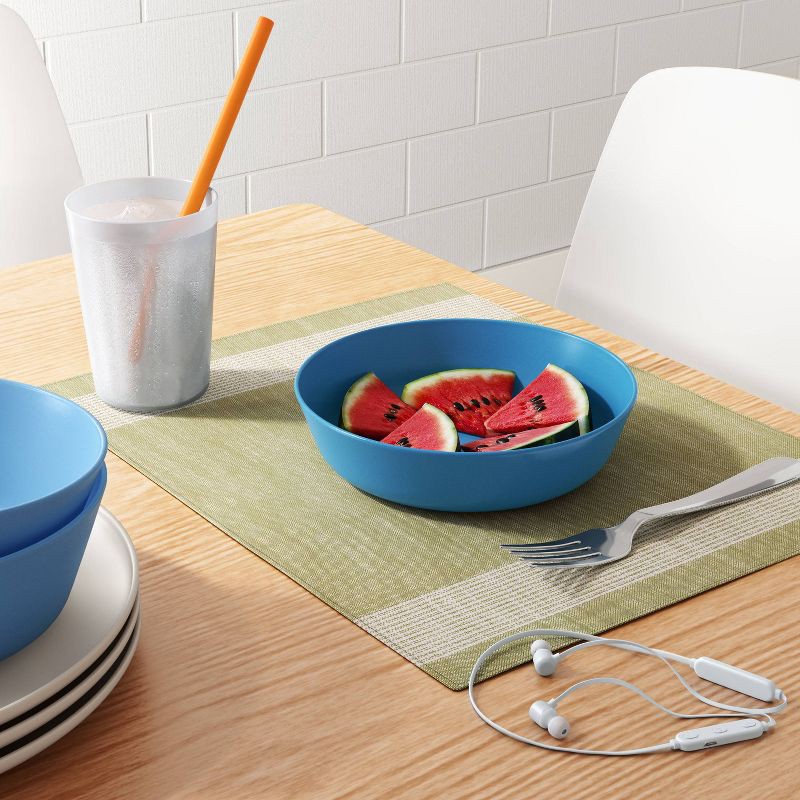 slide 2 of 3, 1200ml Plastic Dinner Bowl Blue - Room Essentials™: Plastic, Microwave & Dishwasher Safe, 40.5oz Capacity, 1200 ml, 40.5 oz