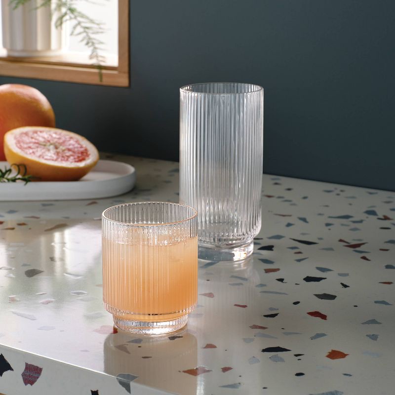 slide 2 of 5, 12pc Mixed Ribbed Cassin Tumbler Set - Threshold™, 12 ct