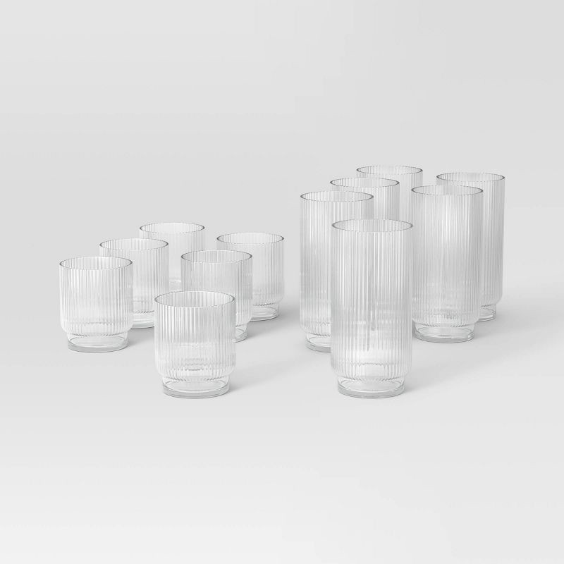 slide 1 of 5, 12pc Mixed Ribbed Cassin Tumbler Set - Threshold™, 12 ct
