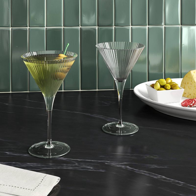 slide 2 of 3, 5.7oz Ribbed Cassin Martini Glass - Threshold™, 5.7 oz