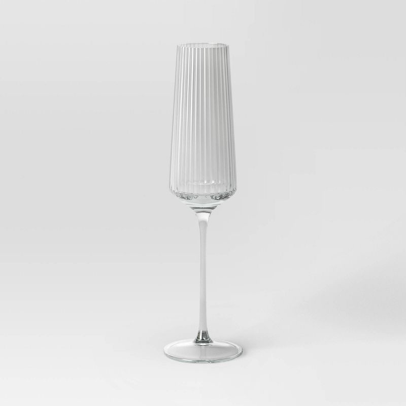 slide 1 of 3, 7.1oz Ribbed Stemmed Cassin Champagne Flute - Threshold™, 7.1 oz
