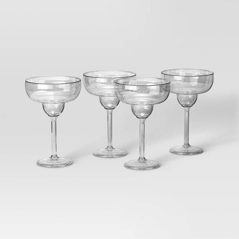 slide 1 of 3, 4pk Margarita Cocktail Glass Set - Threshold™: Clear Glass Drinkware, Dishwasher-Safe, 14.75oz Capacity, Service for 4, 4 ct, 14.75 oz