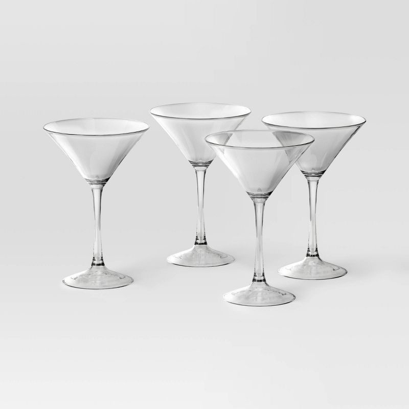 slide 1 of 4, 4pk Entertaining Martini Cocktail Glass Set - Threshold™: Clear Glass, Dishwasher-Safe, 8oz Capacity, Set of 4, 4 ct; 8 oz