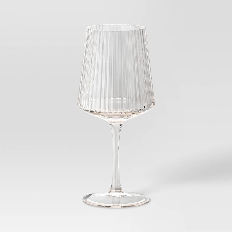 slide 1 of 3, 16.9oz Ribbed Stemmed Cassin Wine Glass - Threshold™, 16.9 oz