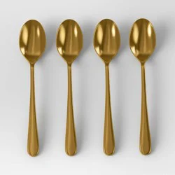 4pc Harrington Cocktail Spoons Gold - Threshold™: Modern Gold Flatware Set, Stainless Steel, Dishwasher-Safe, Service for 4
