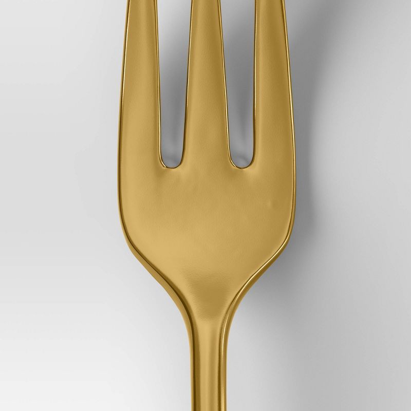 slide 3 of 3, 4pc Harrington Cocktail Forks Gold - Threshold™: Modern Gold Flatware, Stainless Steel, Appetizer Utensils, Service for 4, 4 ct