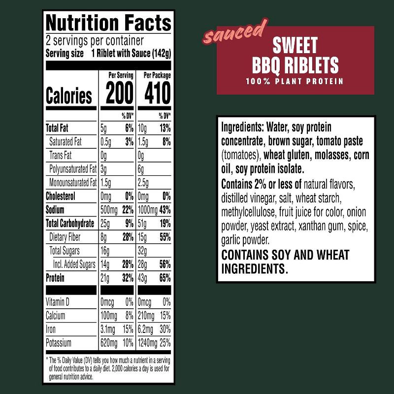 slide 3 of 7, MorningStar Farms Vegan Frozen Sauced Riblets Sweet BBQ - 10oz/2ct, 2 ct; 10 oz