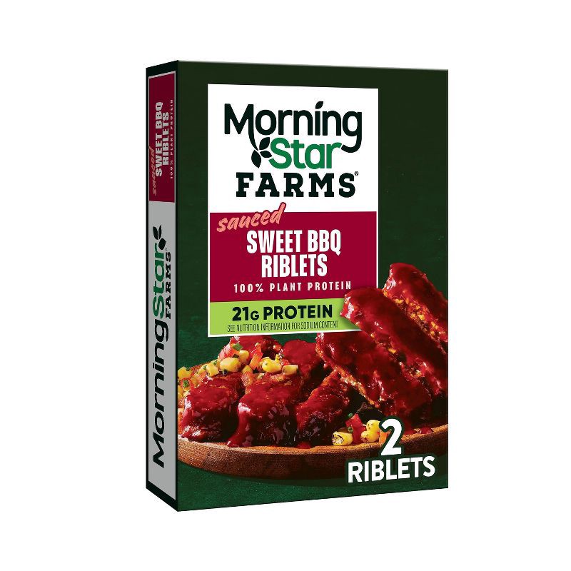 slide 1 of 7, MorningStar Farms Vegan Frozen Sauced Riblets Sweet BBQ - 10oz/2ct, 2 ct; 10 oz
