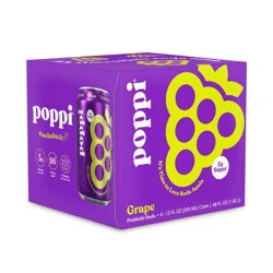 Poppi Grape Prebiotic Soda - 4pk/12 fl oz Cans