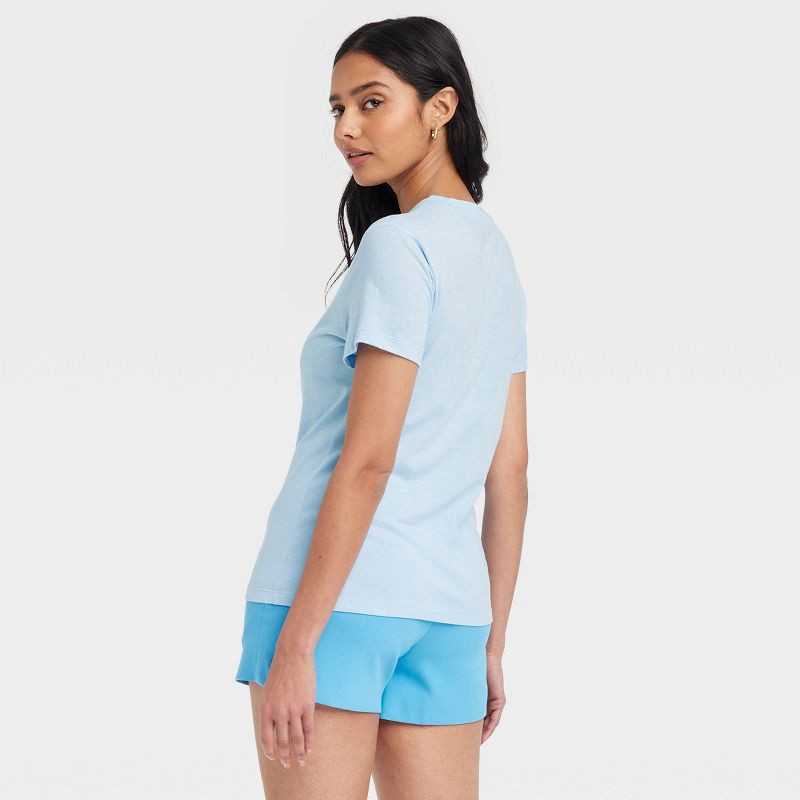 slide 2 of 3, Women's Short Sleeve T-Shirt - A New Day™ Light Blue L, 1 ct
