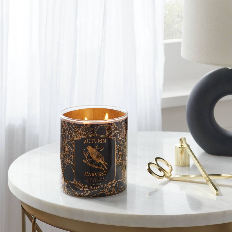slide 2 of 3, 15.1oz 2-Wick Lidded Glass Jar Candle Autumn Harvest - Threshold™, 15.1 oz