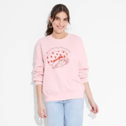 Women's Strawberry Shortcake Fine Line Graphic Sweatshirt - Pink S