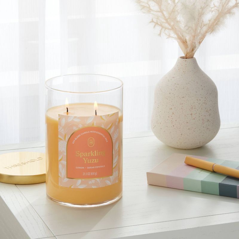 slide 2 of 3, 2-Wick Lidded Glass Jar Candle Sparkling Yuzu 21.5oz - Threshold™, 21.5 oz