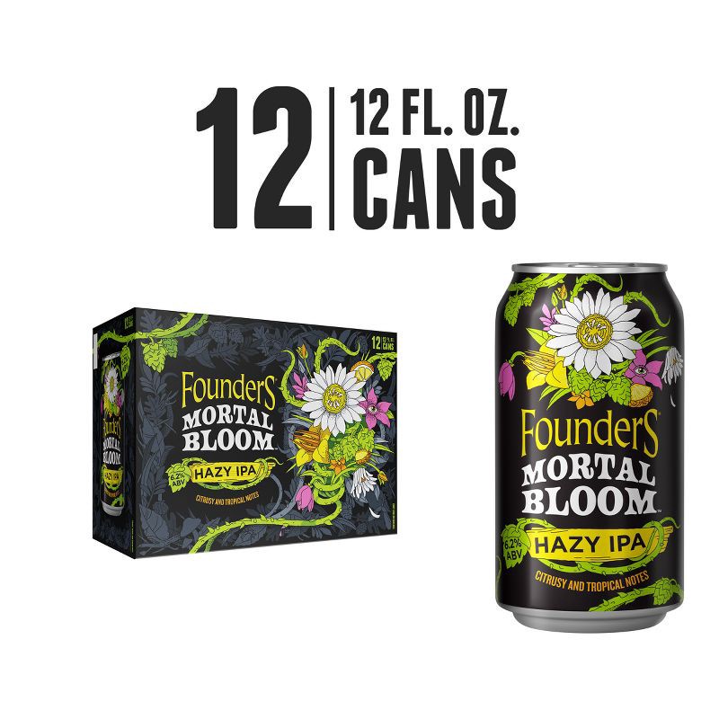 slide 2 of 6, Founders Brewing Co. Founders Mortal Bloom Hazy IPA - 12pk/12 fl oz Cans, 12 ct; 12 fl oz