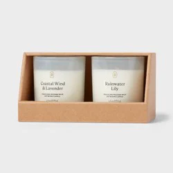 Gift Set of 2 Milky Coastal Wind and Lavender and Rainwater Lily Jar Candle 4.5oz - Threshold™