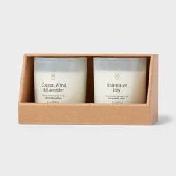 Gift Set of 2 Milky Coastal Wind and Lavender and Rainwater Lily Jar Candle 4.5oz - Threshold™
