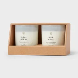 Gift Set of 2 Milky Glass Vetiver and Moss and Black Cedar Jar Candle 2 4.5oz - Threshold™