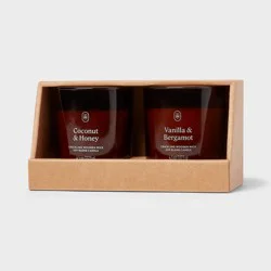 Gift Set of 2 Amber Glass Vanilla and Bergamot and Coconut and Honey Jar Candle 4.5oz - Threshold™