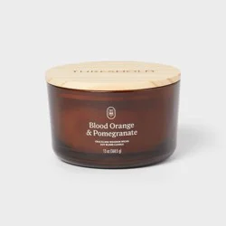 3-Wick Amber Glass Wooden Wick Blood Orange and Pomegranate Jar Candle 13oz - Threshold™