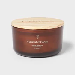 3-Wick Amber Glass Wooden Wick Coconut and Honey Jar Candle 20oz - Threshold™
