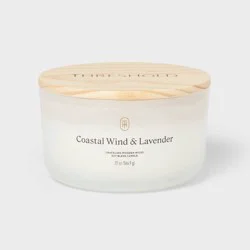 3-Wick Milky Glass Wooden Wick Coastal Wind and Lavender Jar Candle 20oz - Threshold™
