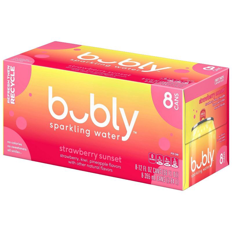 slide 3 of 5, bubly Strawberry Sunset Sparkling Water - 8pk/12 fl oz Cans, 8 ct; 12 fl oz