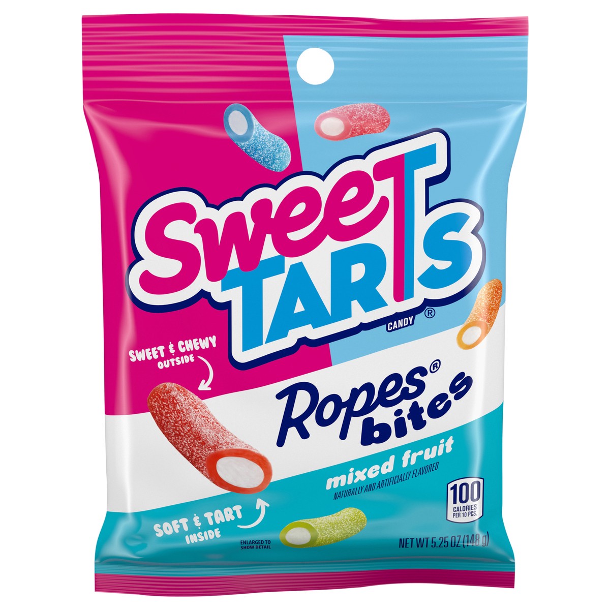 slide 1 of 5, SweeTARTS Mixed Fruit Ropes Bites 5.25 Ounce Peg, 5.25 oz