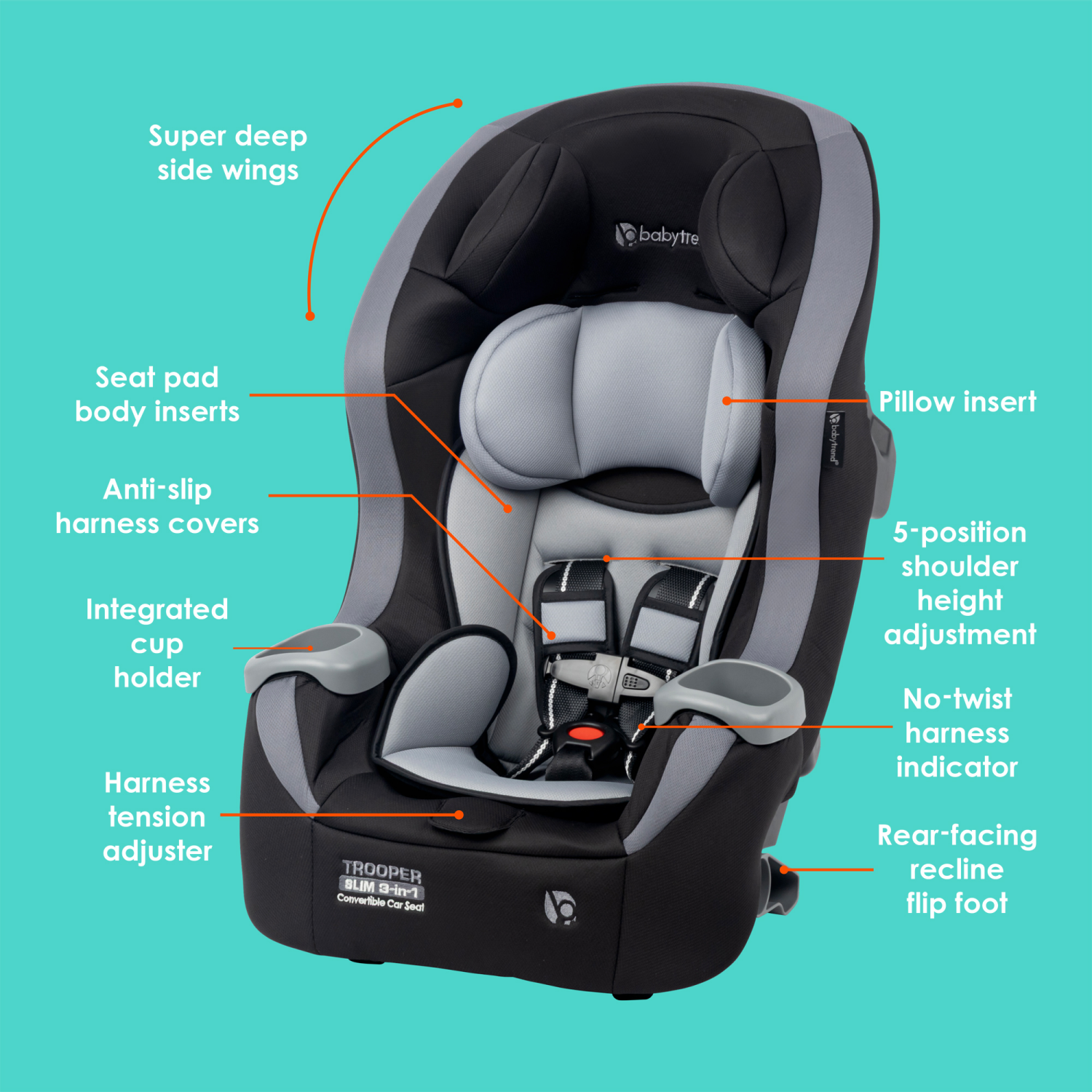 slide 2 of 5, BABYTREND Trooper 3-in-1 Convertible Car Seat Dash Black., 1 ct