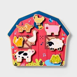 Barnyard Sounds Chunky Puzzle Set - 9pc - Gigglescape™: Wooden Puzzles, Kids Educational, Animals Theme