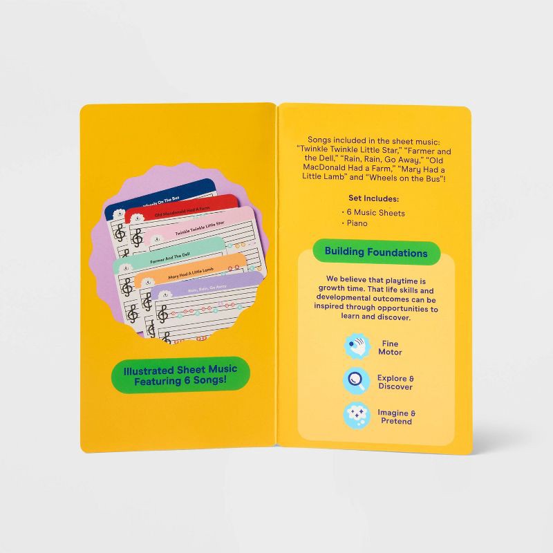 slide 5 of 6, Piano - Gigglescape™: Musical Toy for Toddlers, Plays Music, Ages 3+, Includes Batteries, 7 Pieces, Stainless Steel & Wood, 7 ct