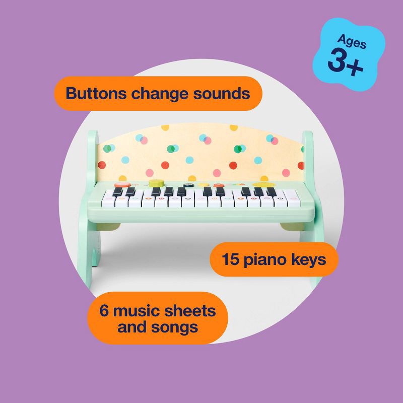 slide 6 of 6, Piano - Gigglescape™: Musical Toy for Toddlers, Plays Music, Ages 3+, Includes Batteries, 7 Pieces, Stainless Steel & Wood, 7 ct