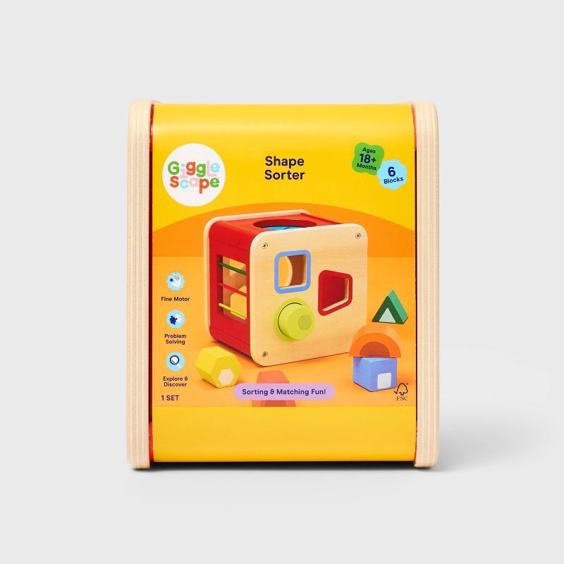 slide 4 of 6, Shape Sorter - 6pc - Gigglescape™: Educational Toddler Toy, Enhances Creativity & Fine Motor Skills, 6 ct