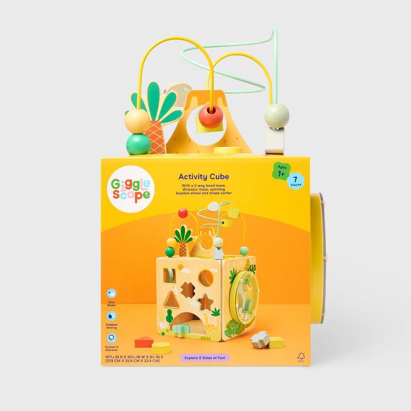 slide 4 of 6, Activity Cube - Gigglescape™: Toddler Play Center, Fine Motor Skills, Wood & Metal, 1 Year+, 1 ct