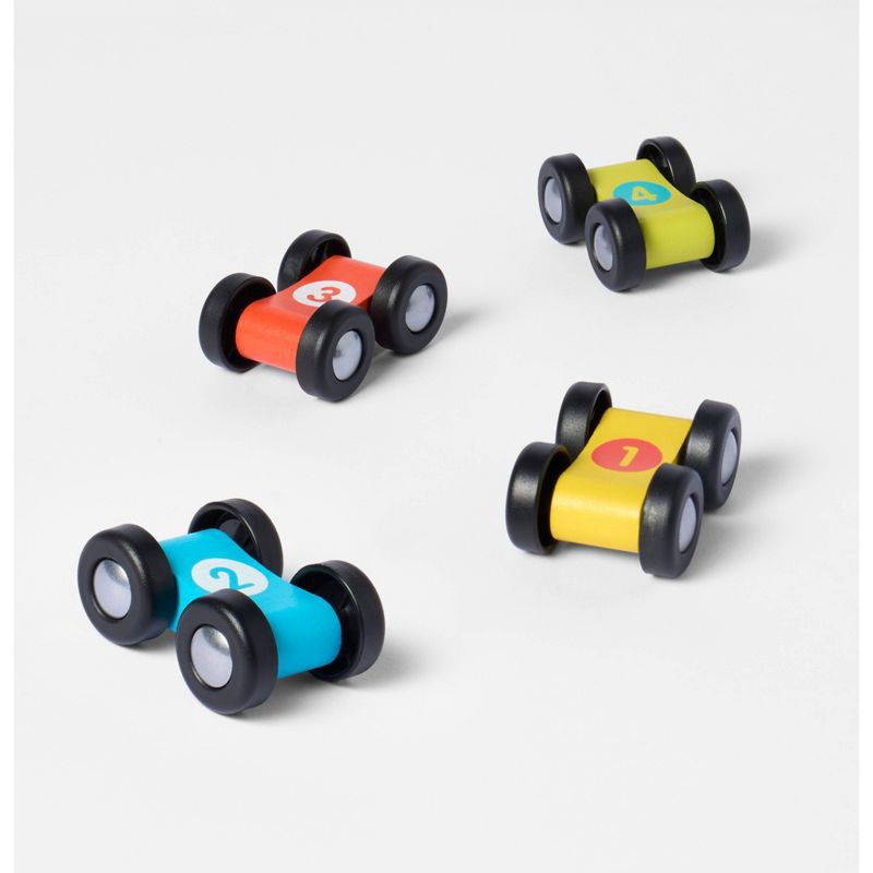 slide 3 of 4, Wooden Race Car Ramp - 3pc -Gigglescape™: Toy Vehicle Tracks, Wooden Truck Ramp, Car Track, Includes Vehicles, 3 ct