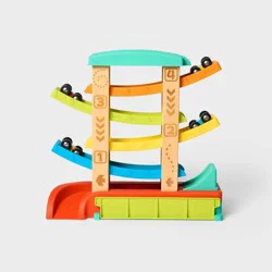 Wooden Race Car Ramp - 3pc -Gigglescape™: Toy Vehicle Tracks, Wooden Truck Ramp, Car Track, Includes Vehicles