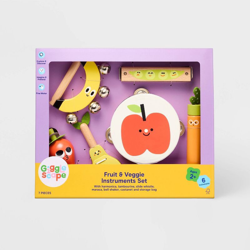 slide 4 of 5, Fruit & Veggie Instruments Set - 6pc - Gigglescape™: Music Toys, Instrumental Play, Musical Instruments for Kids, 6 ct