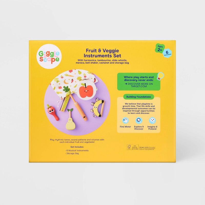 slide 5 of 5, Fruit & Veggie Instruments Set - 6pc - Gigglescape™: Music Toys, Instrumental Play, Musical Instruments for Kids, 6 ct