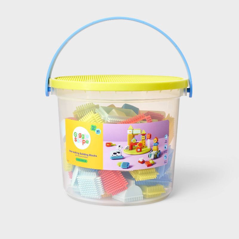 slide 4 of 5, Interlocking Building Blocks Set - 80pc - Gigglescape™: Educational Manipulatives, Fine Motor Skills, Ages 3+, 80 ct
