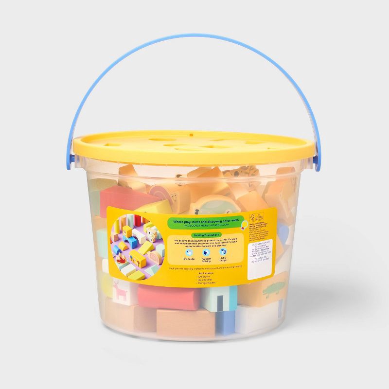 slide 5 of 5, Wooden Stacking Blocks Set - 100pc - Gigglescape™: Toddler Educational Toy, Fine Motor Skills, Shapes & Colors, 100 ct