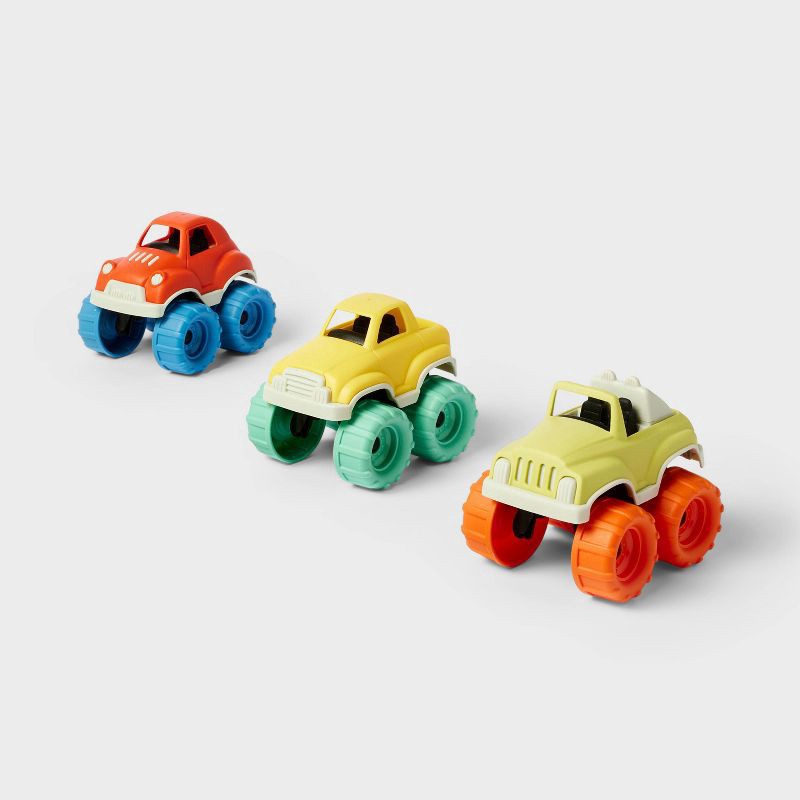 slide 1 of 4, Truck Set - 3pk - Gigglescape™: Plastic Toy Vehicle Playsets, Non-Powered, Ages 2+, Fine Motor Skills, 3 ct
