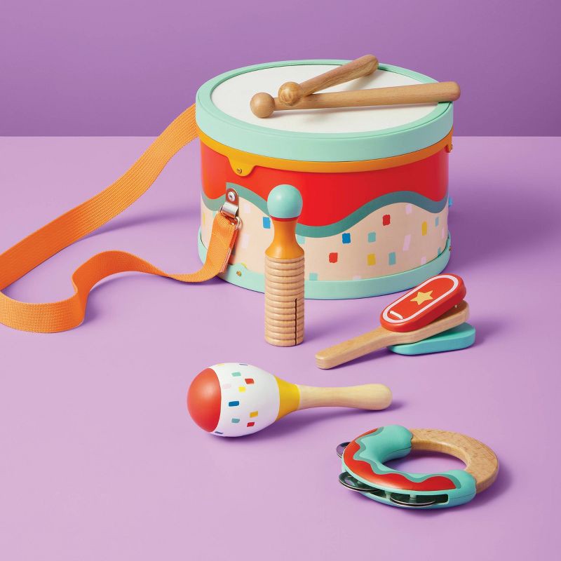 slide 2 of 6, Musical Instrument Set - 7pc - Gigglescape™: Metal, Plastic, Wood Percussion for Creativity, Problem Solving, 7 ct