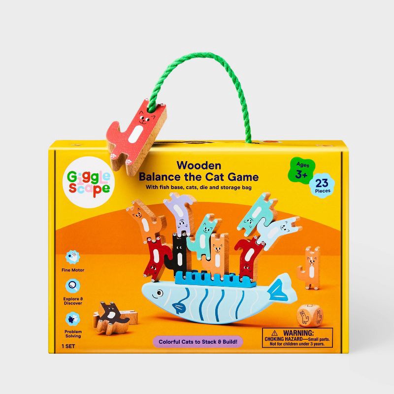 slide 3 of 4, Wooden Balance the Cat Game - 23pc - Gigglescape™: Building Sets, Educational Focus, Fine Motor Skills, Wooden Toys, 23 ct