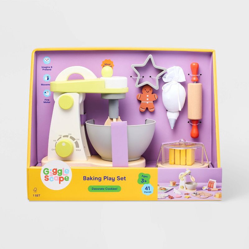 slide 4 of 6, Baking Play Set - Gigglescape™: 27-Piece Toy Kitchen, Plastic & Wood, Ages 3+, Creativity & Motor Skills, 1 ct