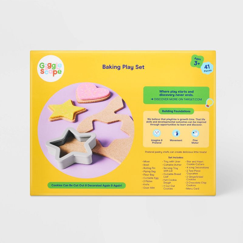 slide 5 of 6, Baking Play Set - Gigglescape™: 27-Piece Toy Kitchen, Plastic & Wood, Ages 3+, Creativity & Motor Skills, 1 ct