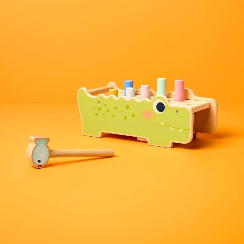 slide 2 of 5, Alligator Pounding Bench - Gigglescape™: Push & Pull Toy, 18+ Months, Creativity & Motor Skills, Plywood & Wood, 1 ct