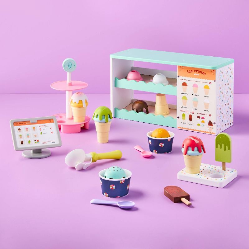 slide 2 of 5, Ice Cream Shop Playset - Gigglescape™: Creative Toy Kitchen, Play Food, Ages 3+, Fine Motor Skills, 29 Pieces, 29 ct