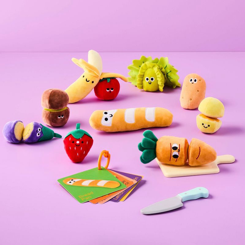 slide 2 of 5, Plush Food Play Set - Gigglescape™: Kitchen Toy for Toddlers, Includes Play Vegetables & Fruit, 18 Pieces, 18 ct